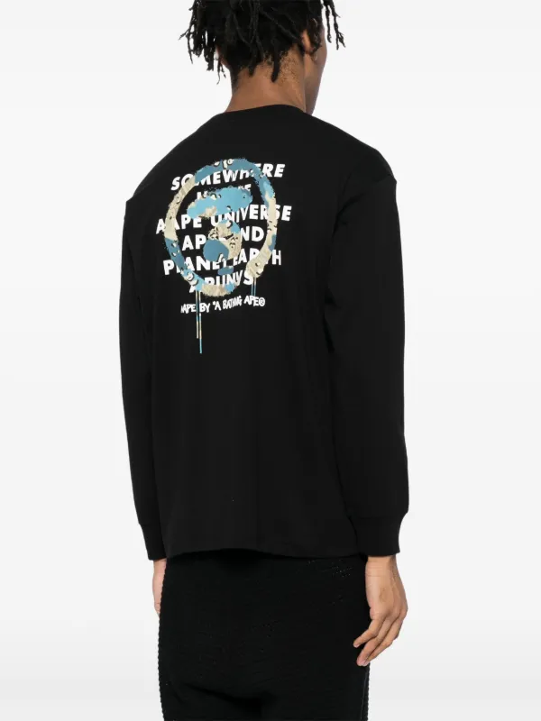【AAPE by A BATHING APE】Moonface ロゴ グラフィック Tシャツ AAPE BY *A BATHING APE® Moonface Logo T-shirt | Black | FARFETCH