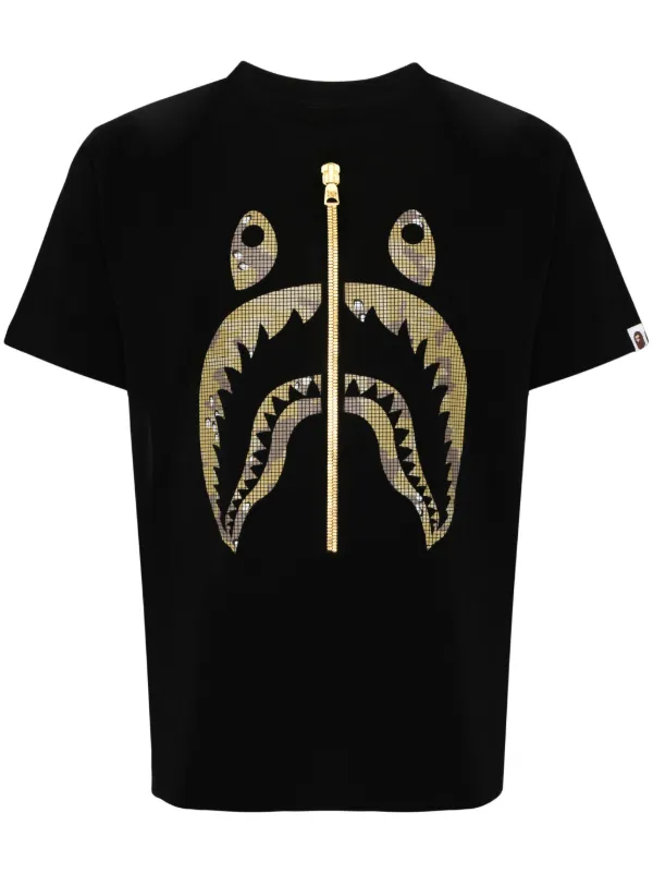 A BATHING APE Logo Print T shirt Black FARFETCH AZ