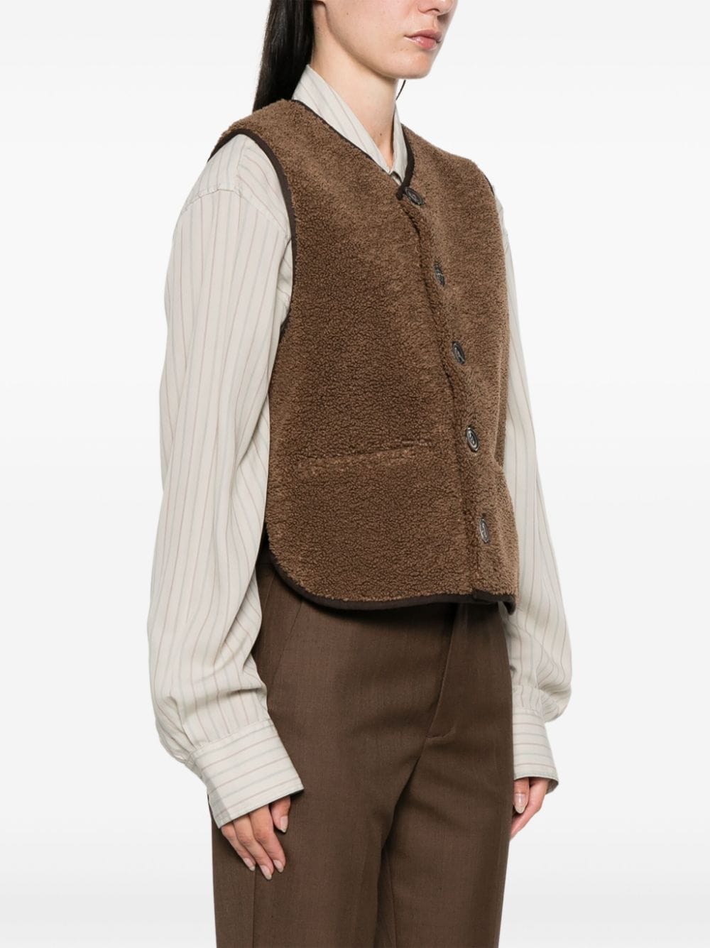 Shop Soeur Faux-shearling Vest In Brown