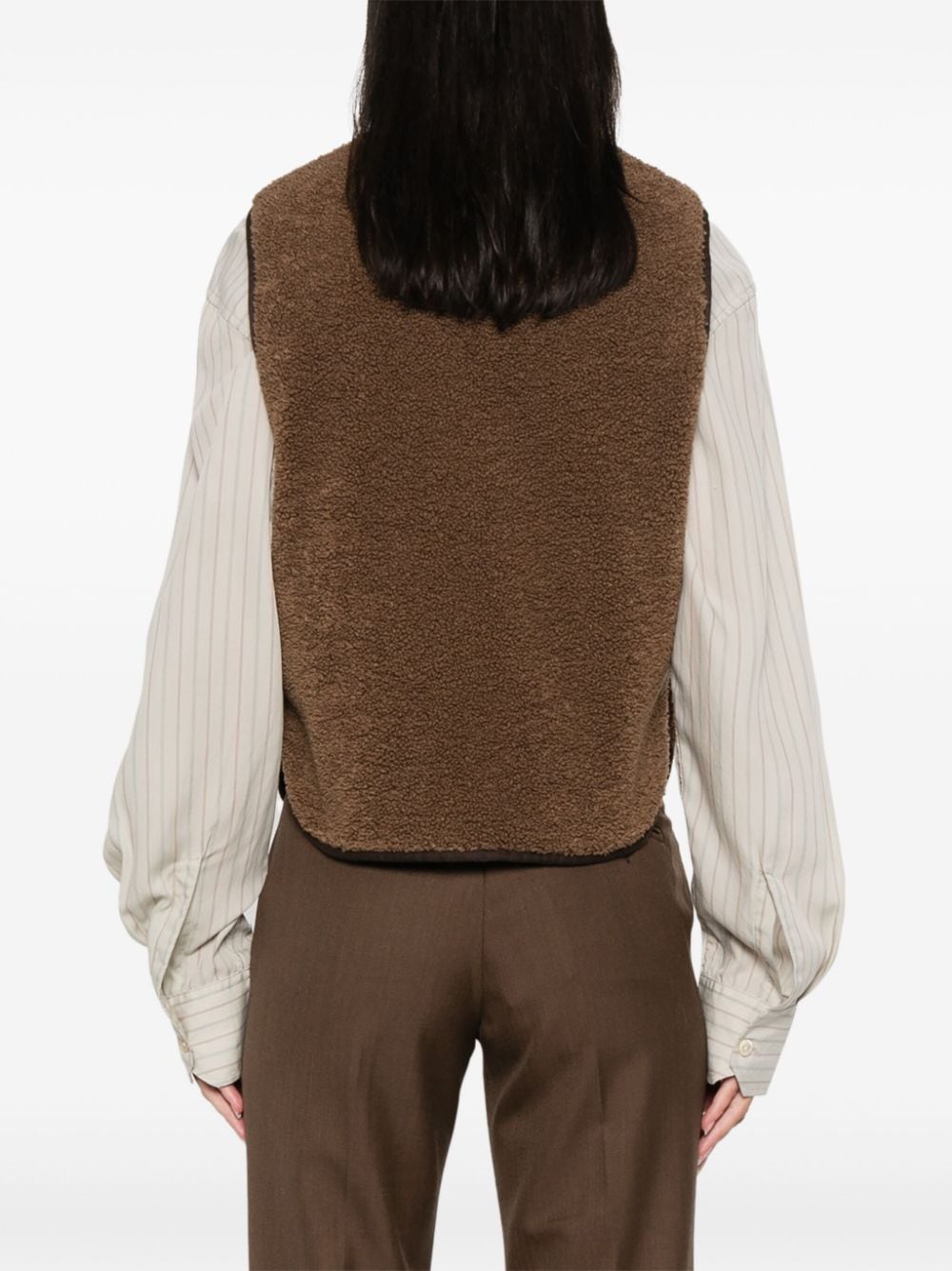 Shop Soeur Faux-shearling Vest In Brown