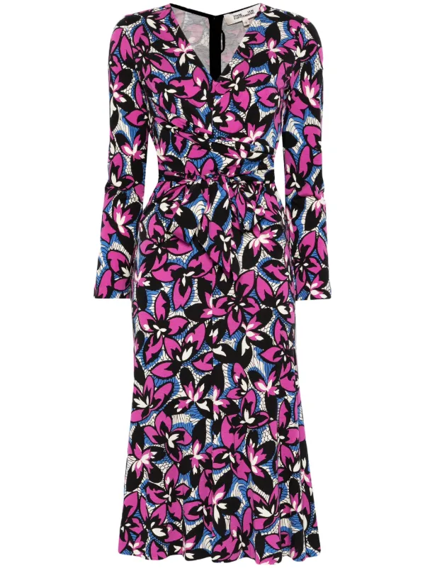 DVF Diane Von Furstenberg Marsha Midi Dress Purple FARFETCH AU