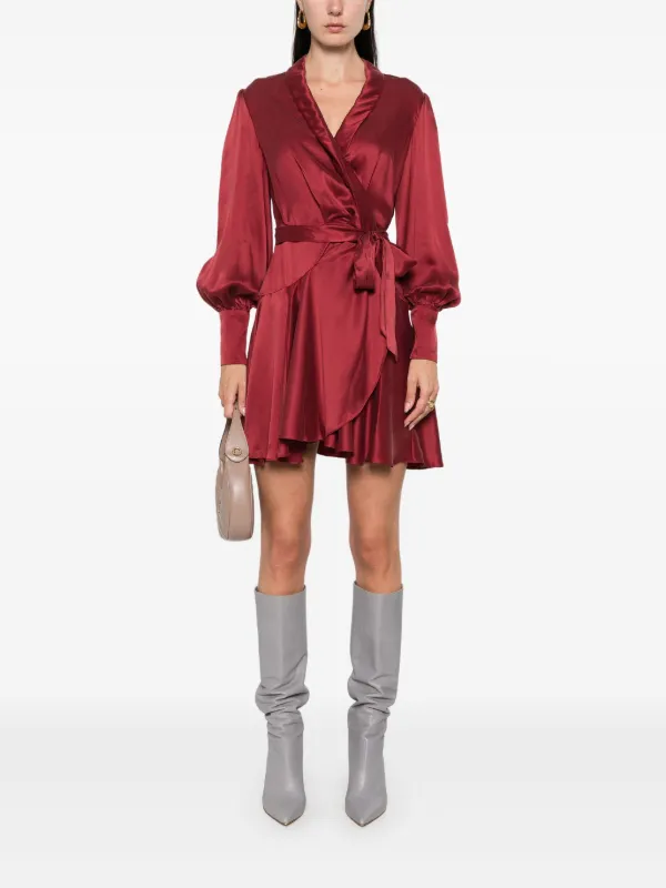 ZIMMERMANN Silk Wrap Mini Dress | Red | FARFETCH