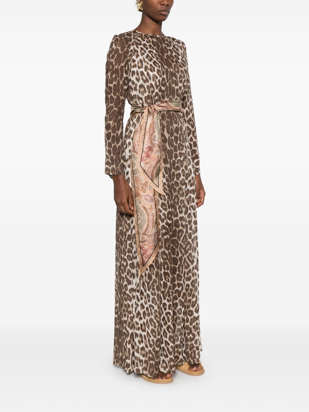 Shop Zimmermann Illustration Sheath Maxi Dress In Brown