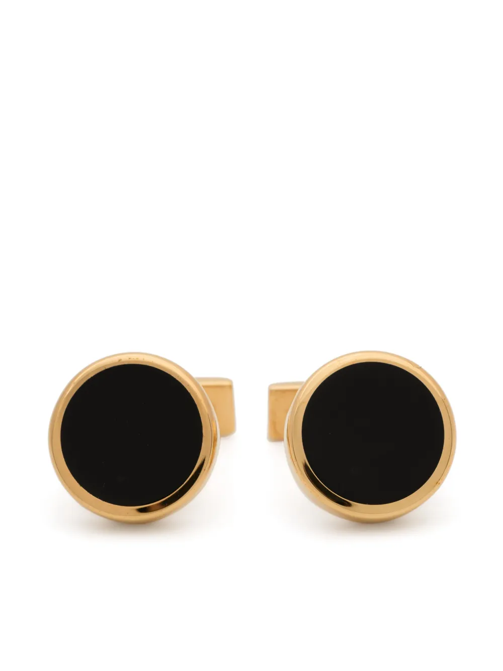 St Dupont Round Lacquered-finish Cufflinks In 黑色