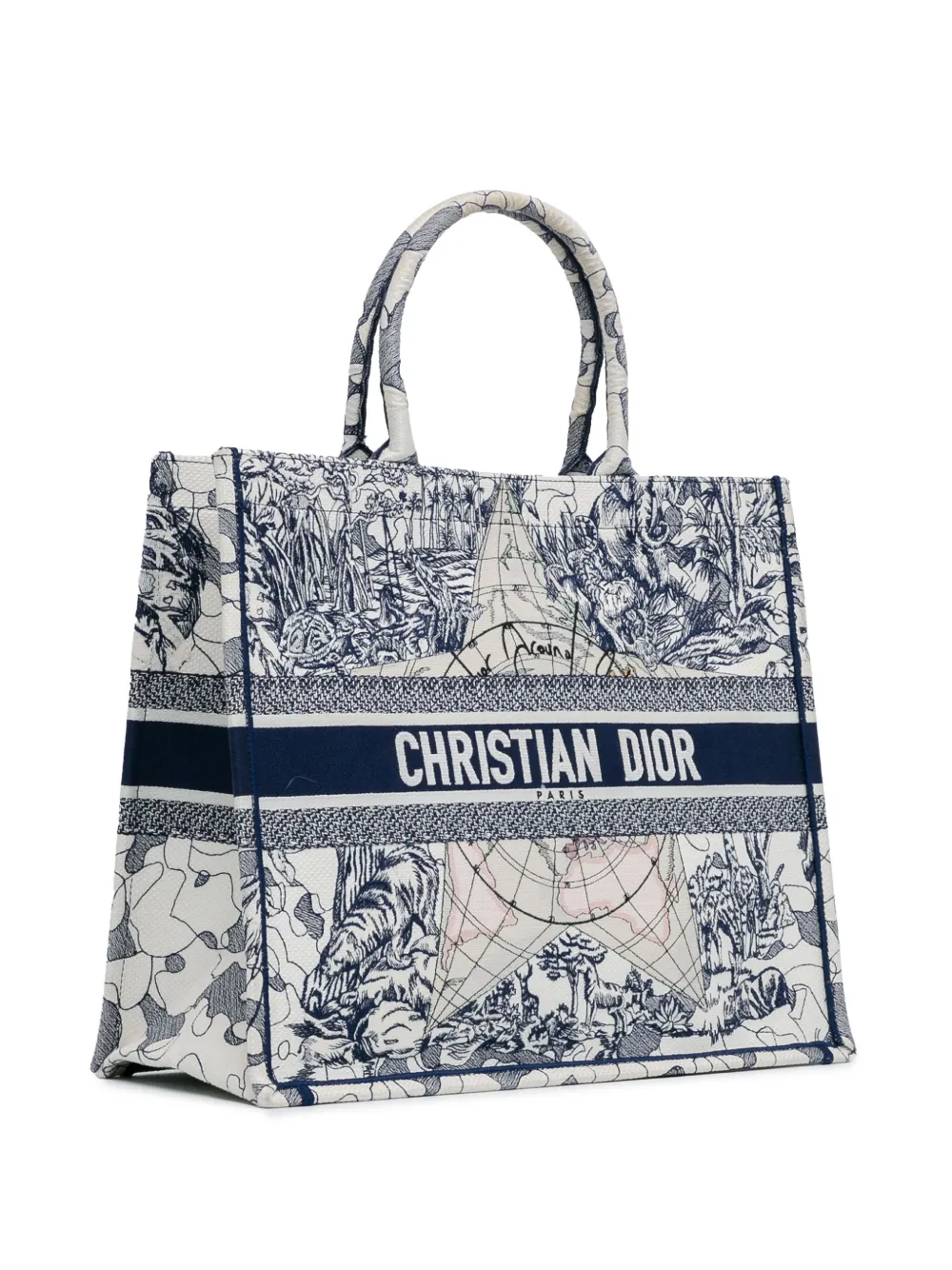 Christian Dior Pre Owned 2020 Large Around The World Book Tote Bag Blue FARFETCH