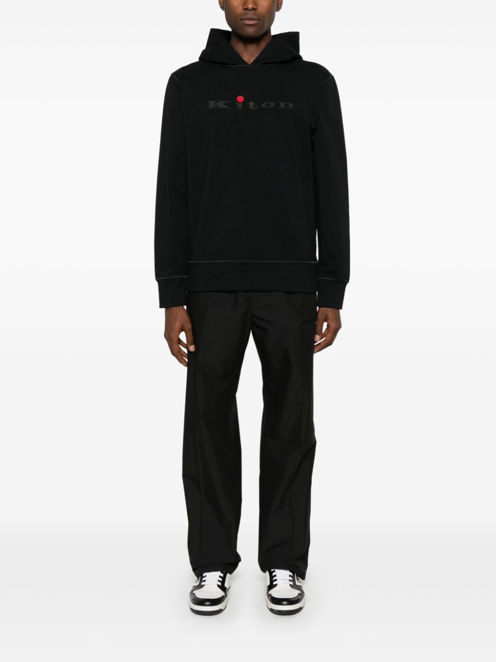 Shop Kiton Logo-print Hoodie In Black