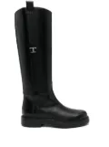 Tod's logo-plaque knee boots - Black