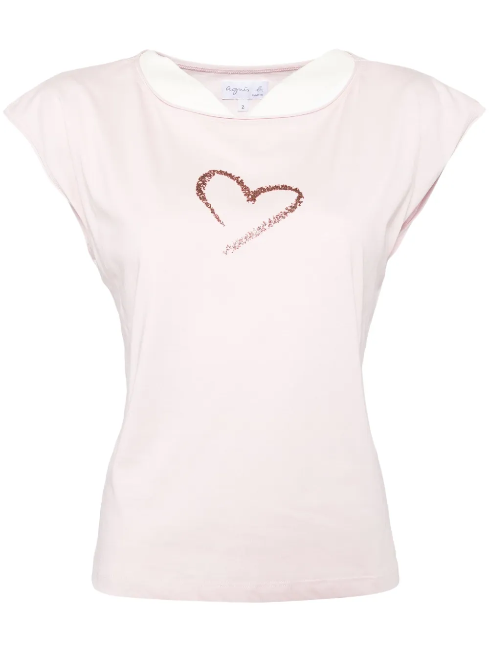 agnès b.  playera con corazón de glitter | rosado | Image 1