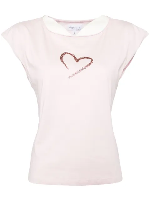 agnès b.  playera con corazón de glitter