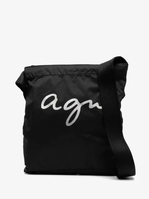 agnès b. mochila tipo mensajero con logo estampado