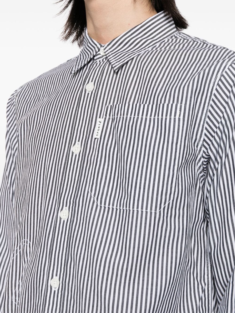 Shop Sport B. By Agnès B. Striped Cotton Shirt In Schwarz