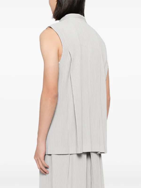 Homme Plissé Issey Miyake Tucked Pleated Vest | Grey | FARFETCH