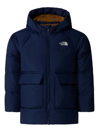 The North Face Kids logo print Jacket Blue FARFETCH