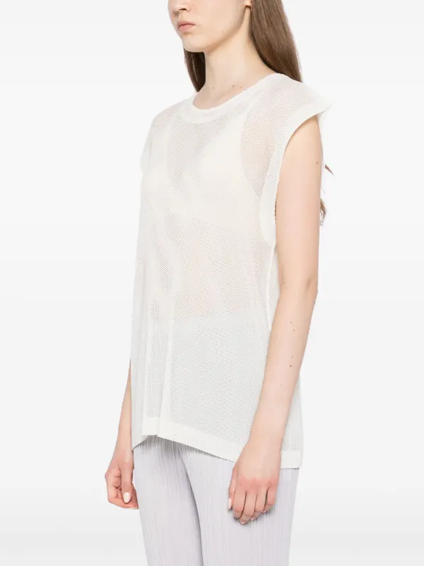 Pleats Please Issey Miyake Tatami July Tank Top | White
