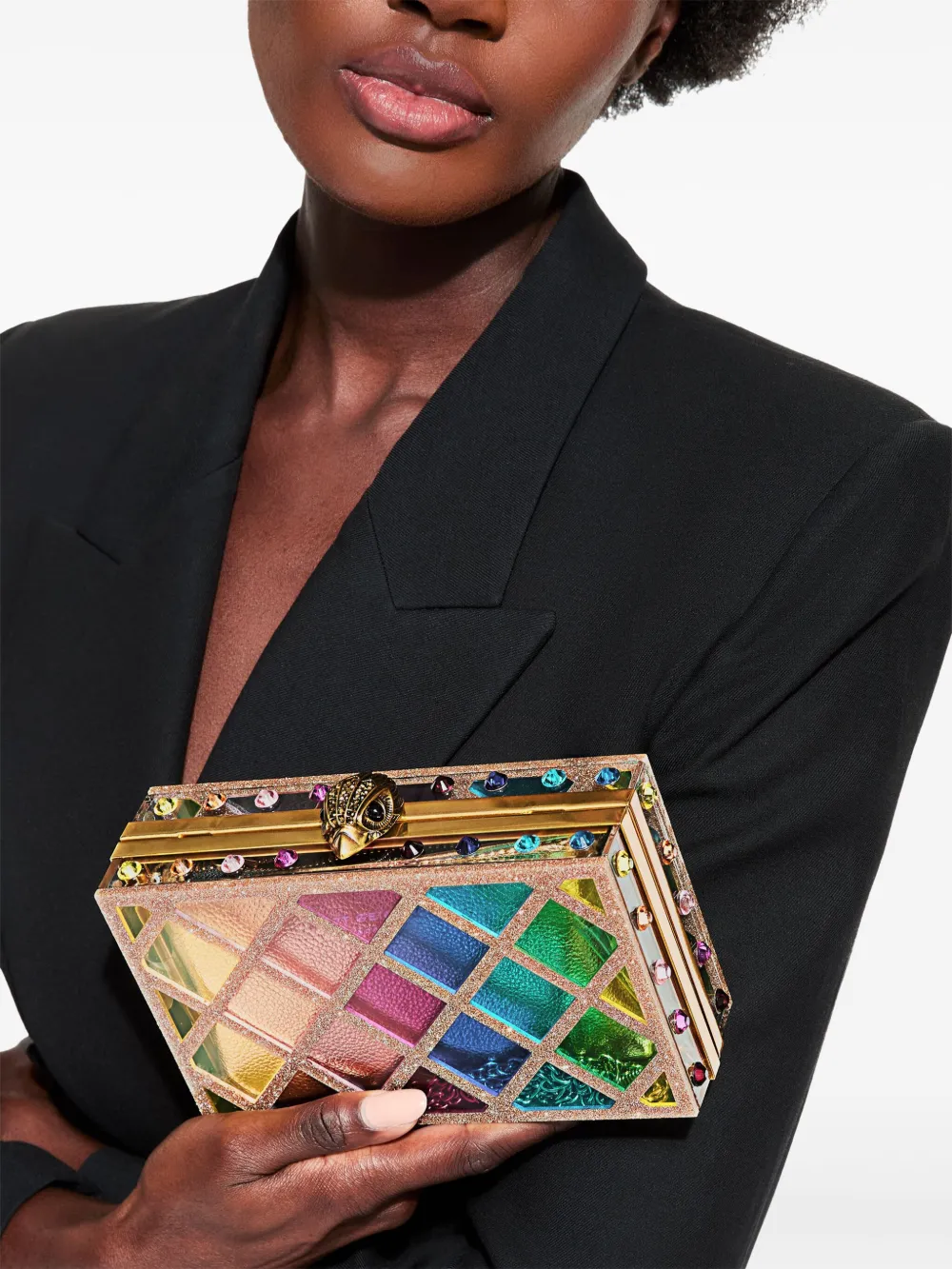 Kurt Geiger London Gewatteerde clutch met kristallen Goud