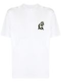 Emporio Armani French Bulldog-embroidered T-shirt - White