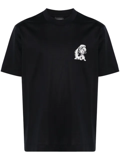 Emporio Armani French Bulldog-embroidered T-shirt