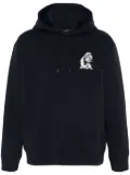 Emporio Armani French Bulldog-embroidered hoodie - Blue