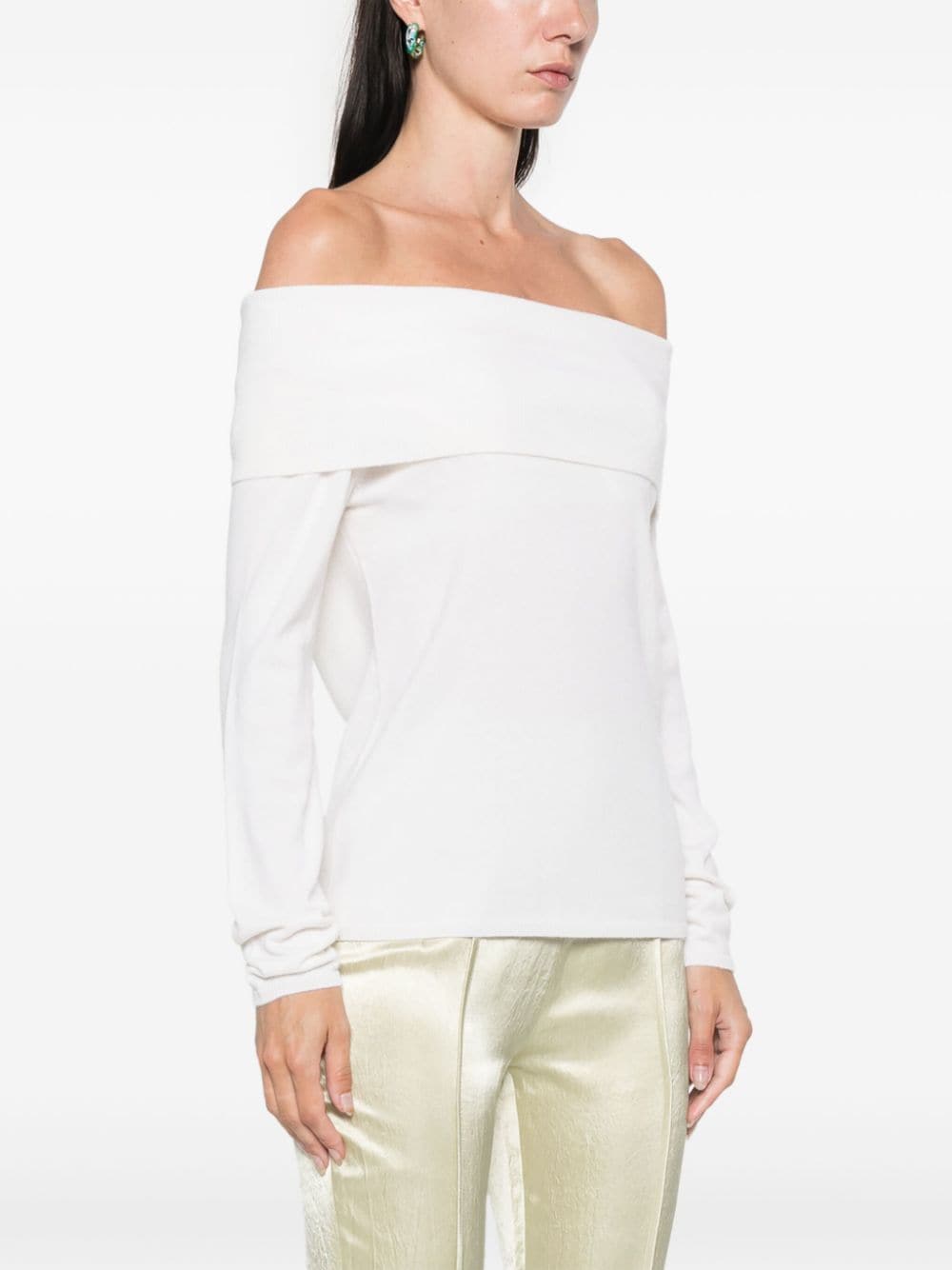 Shop Allude Off-shoulder Sweater In White