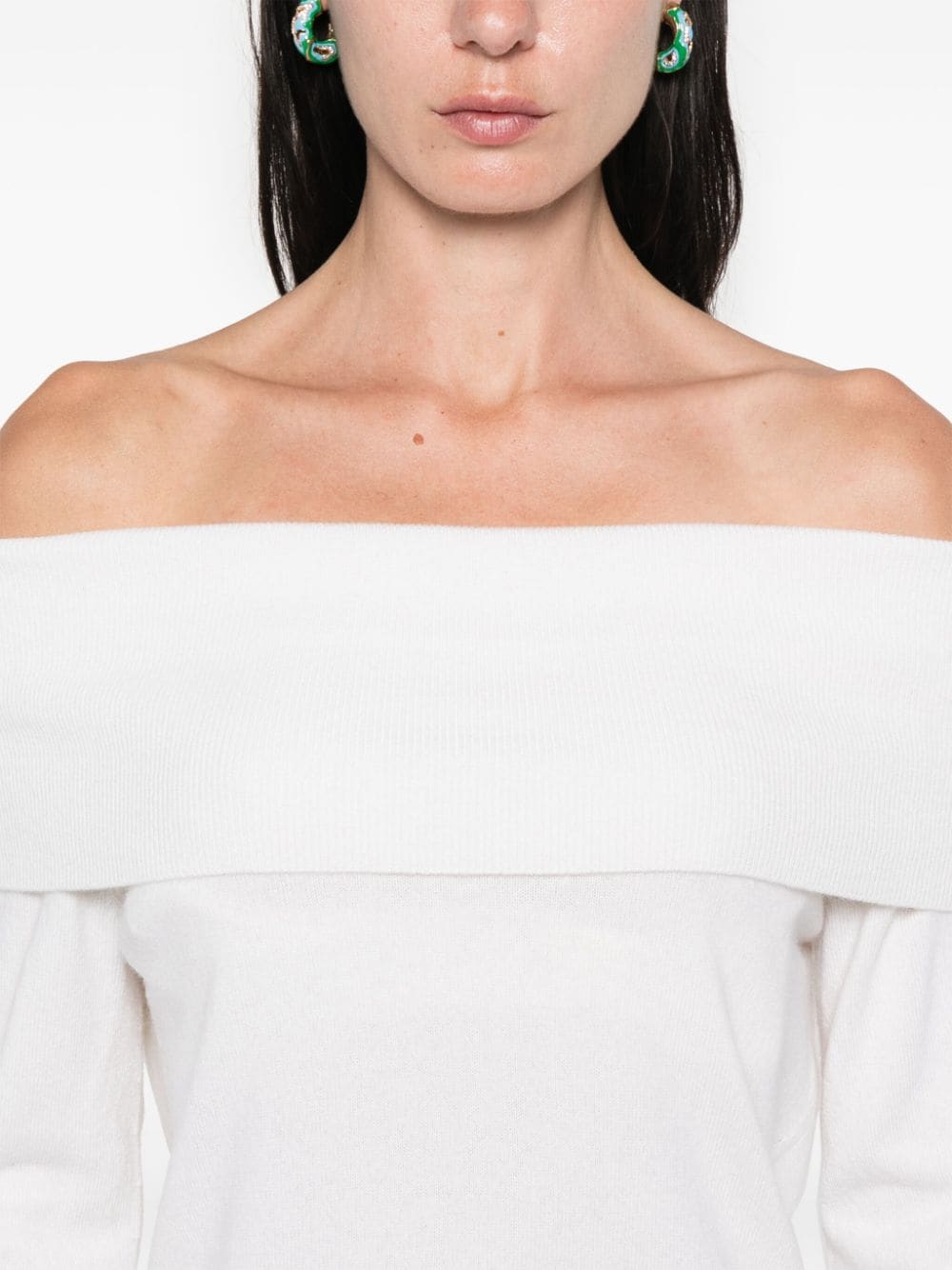 Shop Allude Off-shoulder Sweater In White