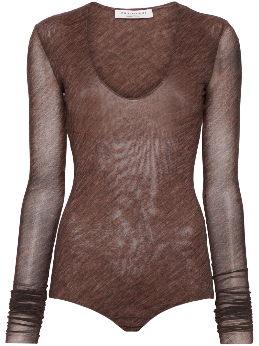 Shop Philosophy Di Lorenzo Serafini U-neck Bodysuit In Brown