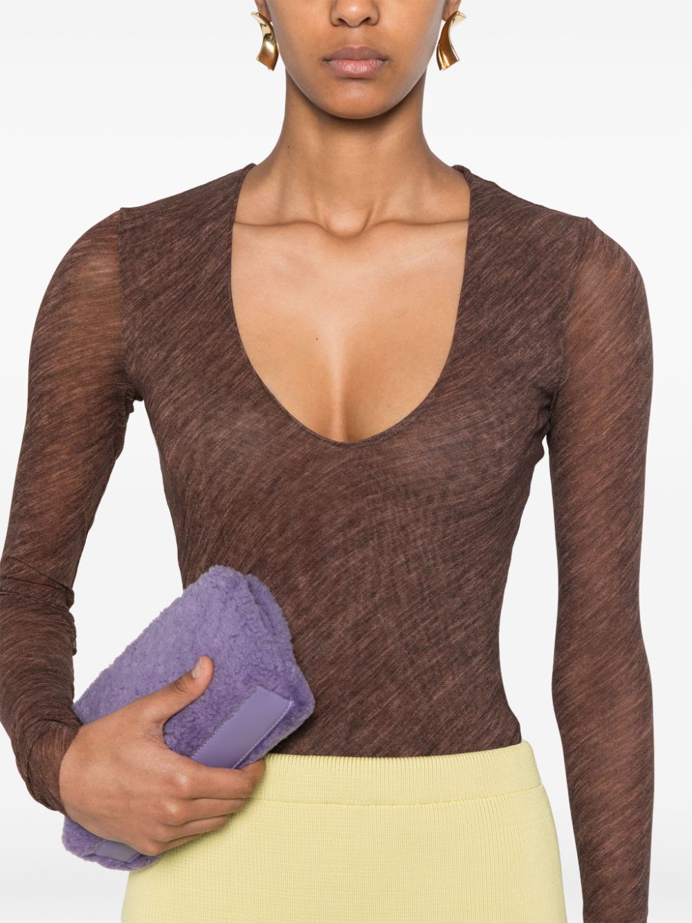 Shop Philosophy Di Lorenzo Serafini U-neck Bodysuit In Brown