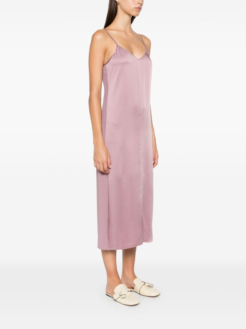 Shop Forte Forte Satin Midi Dress In Pink