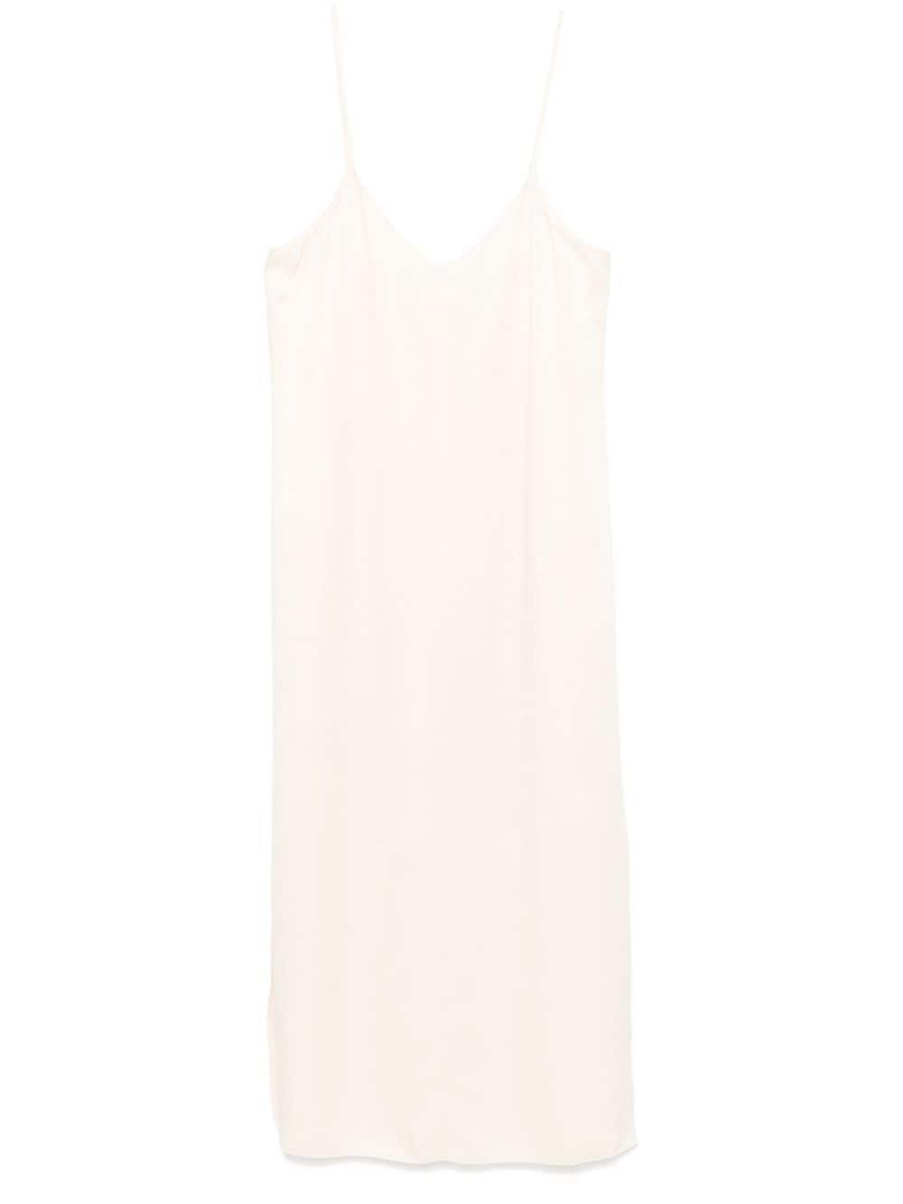 Shop Forte Forte Satin Midi Dress In Neutrals