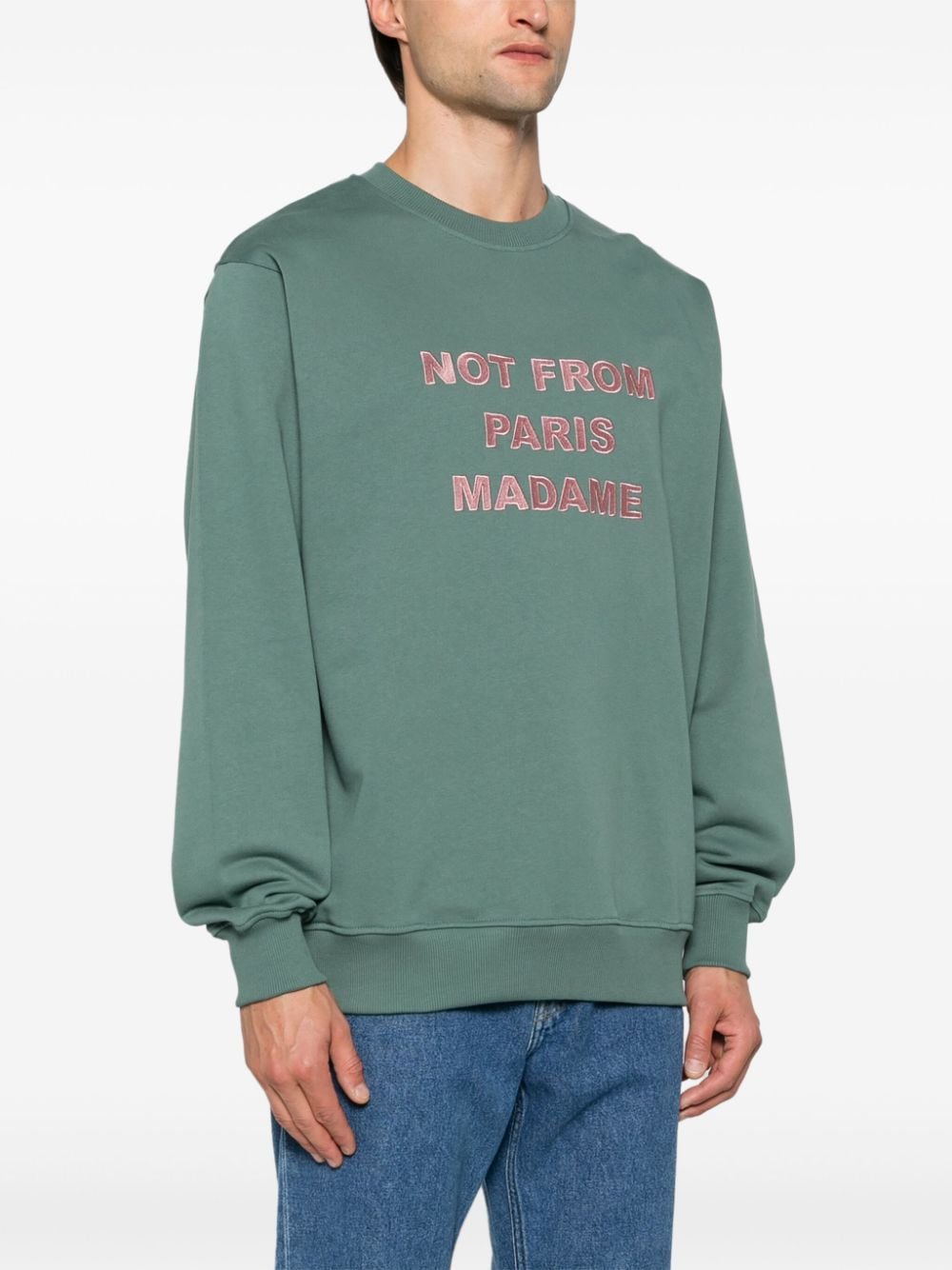 Shop Drôle De Monsieur Slogan-print Sweatshirt In Green