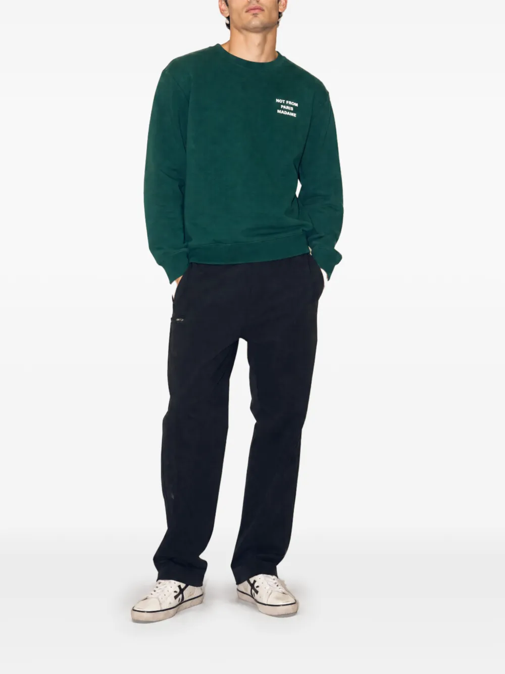 Drôle De Monsieur Sweater met tekst Groen