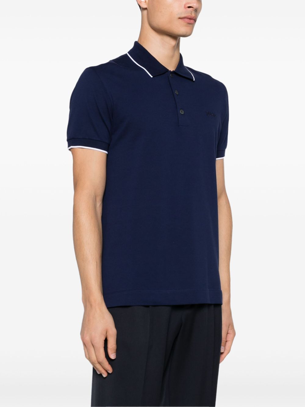 Shop Zegna Embroidered-logo Polo Shirt In 蓝色