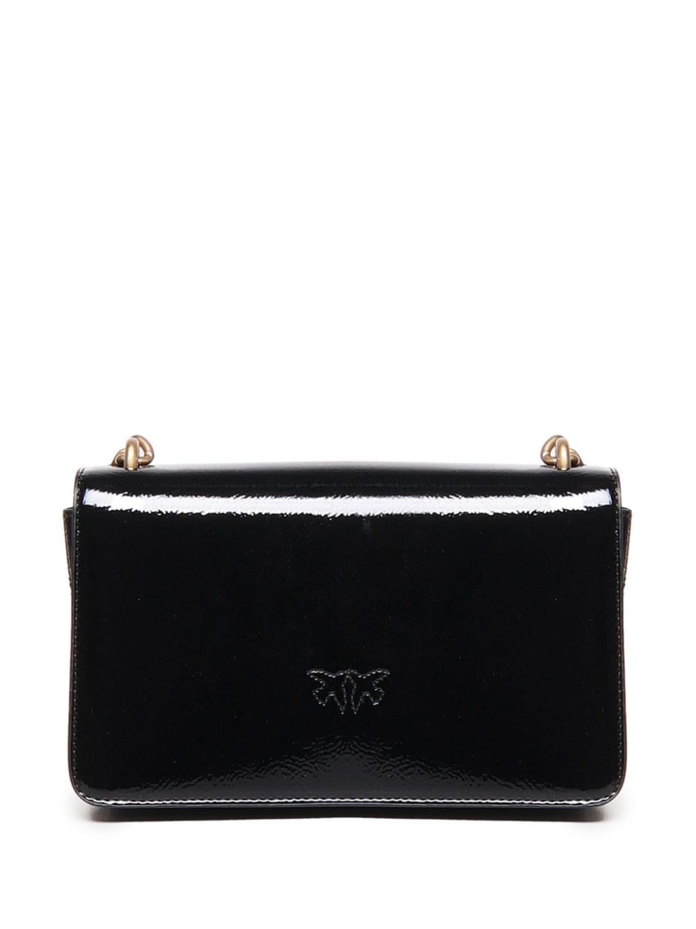 Shop Pinko Love Glossy Crossbody Bag In Black