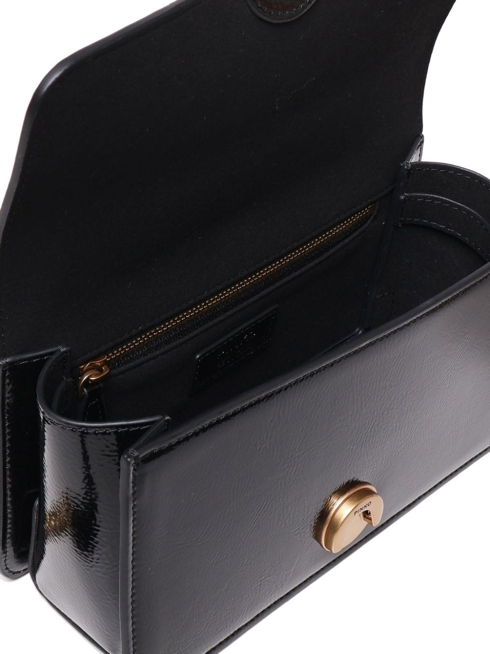 Shop Pinko Love Glossy Crossbody Bag In Black