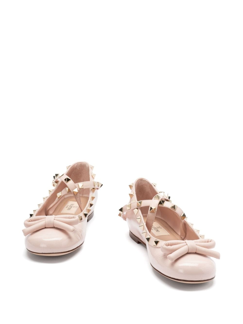 Shop Valentino Rockstud-embellished Ballerina Shoes In Pink