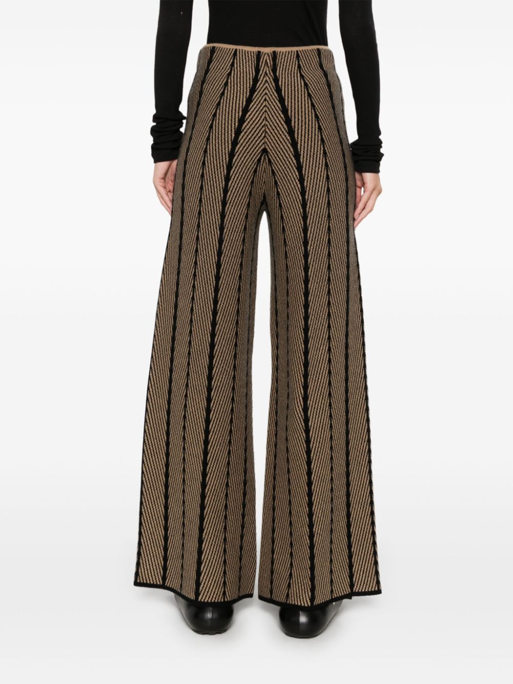 Shop Joseph Chevron-knit Trousers In Brown