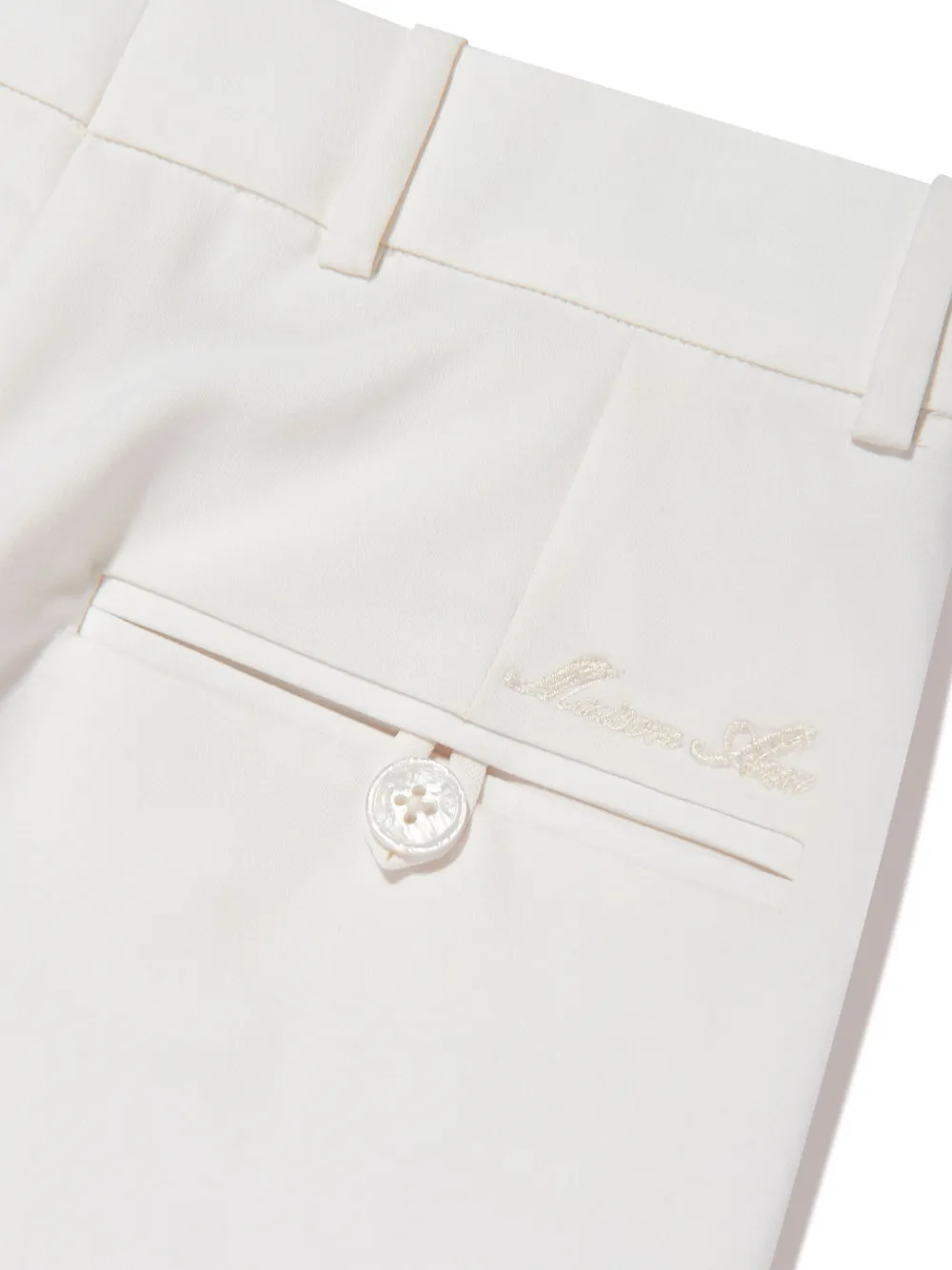 MAISON AVA Broek met geborduurd logo Wit