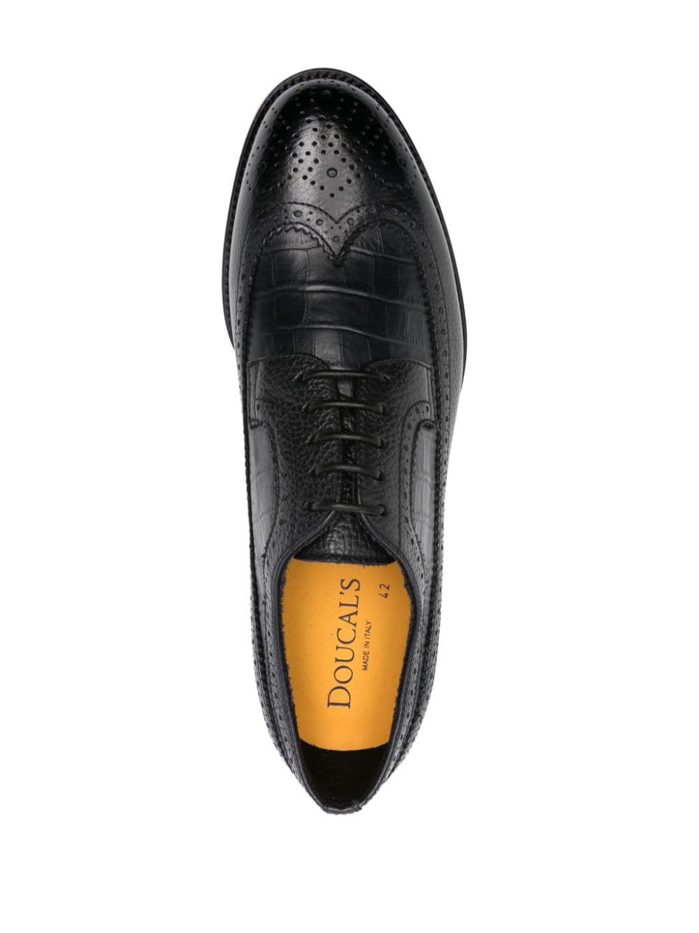 Shop Doucal's Crocodile-effect Brogues In Black