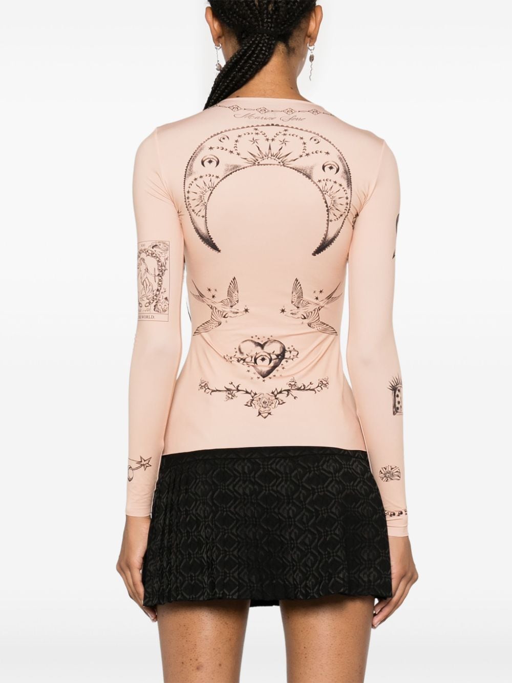 Shop Marine Serre Tattoo-print Top In Neutrals