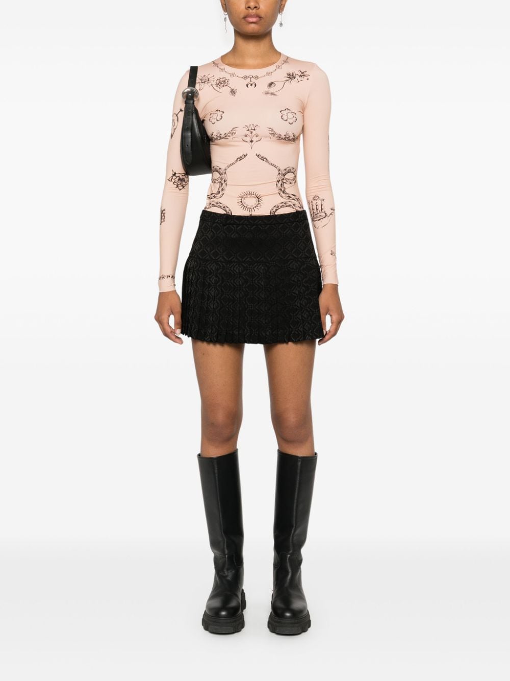 Shop Marine Serre Tattoo-print Top In Neutrals