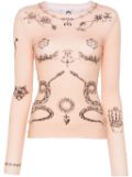 Marine Serre tattoo-print top - Neutrals