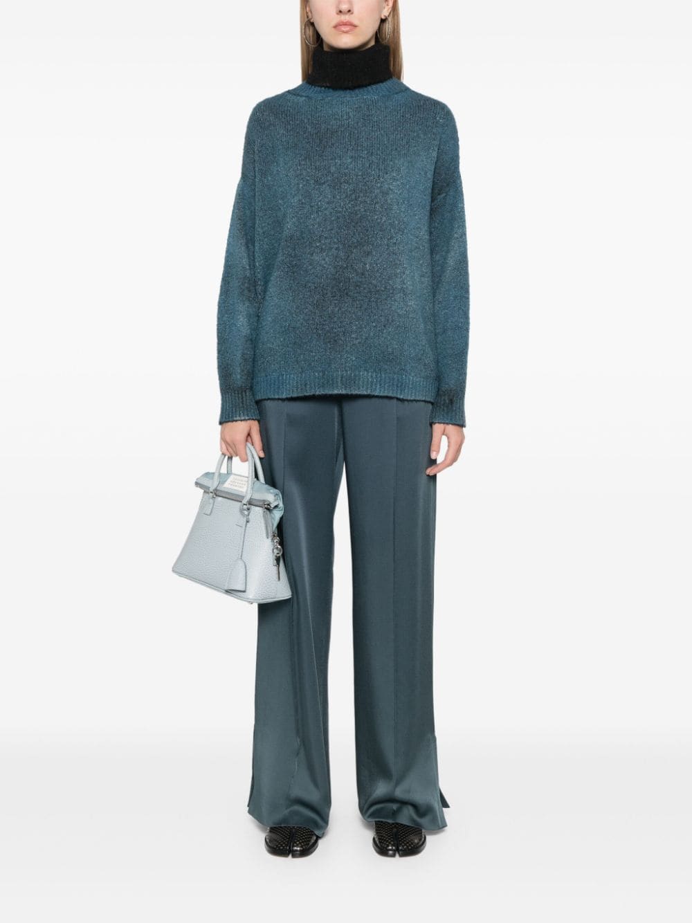 Shop Avant Toi Contrasting-neck Sweater In Blue