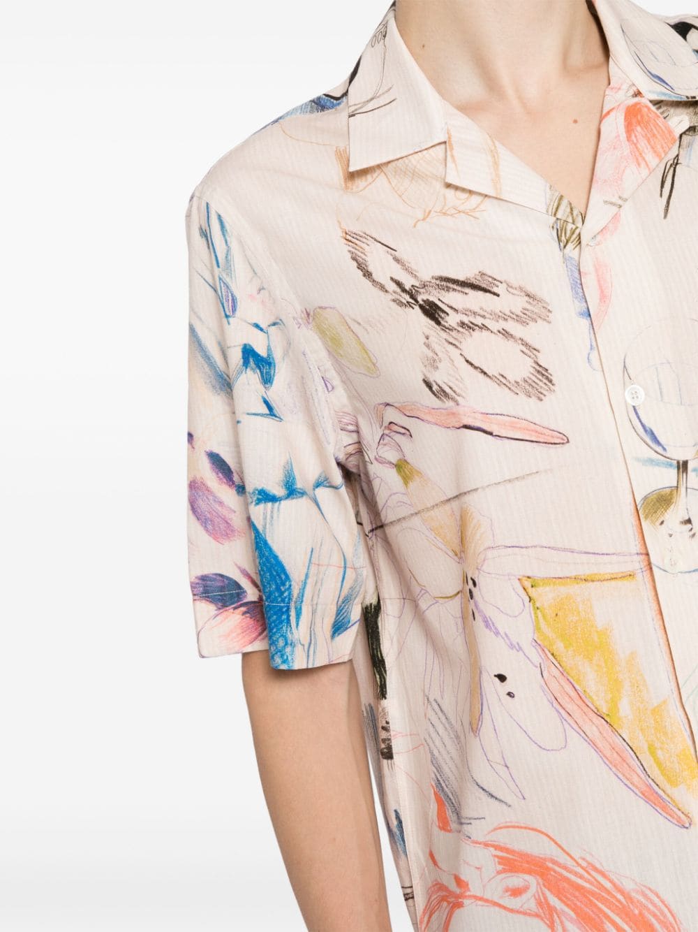 Shop Paul Smith Sketchbook Print Cotton Shirt In Neutrals