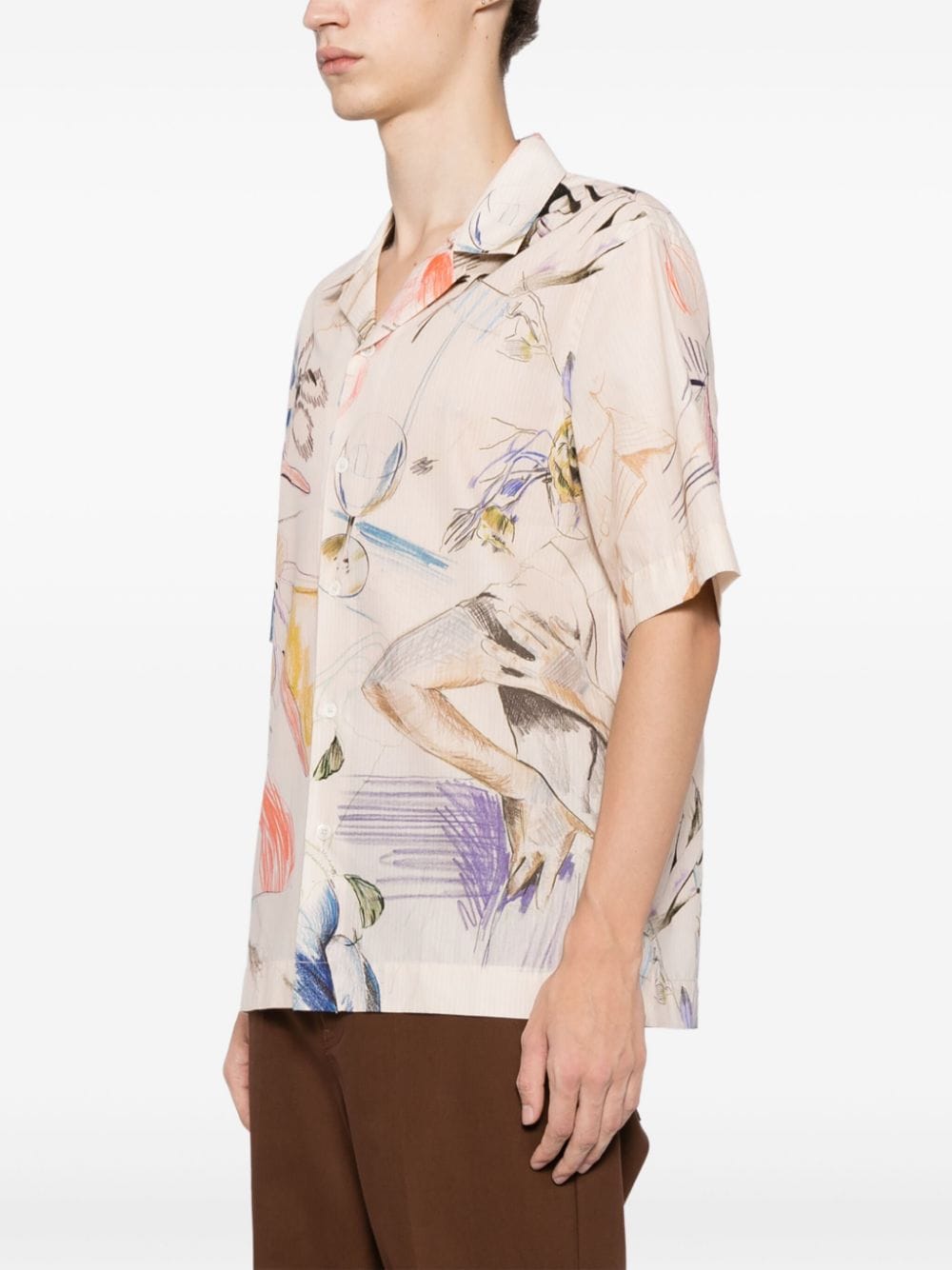 Shop Paul Smith Sketchbook Print Cotton Shirt In Neutrals