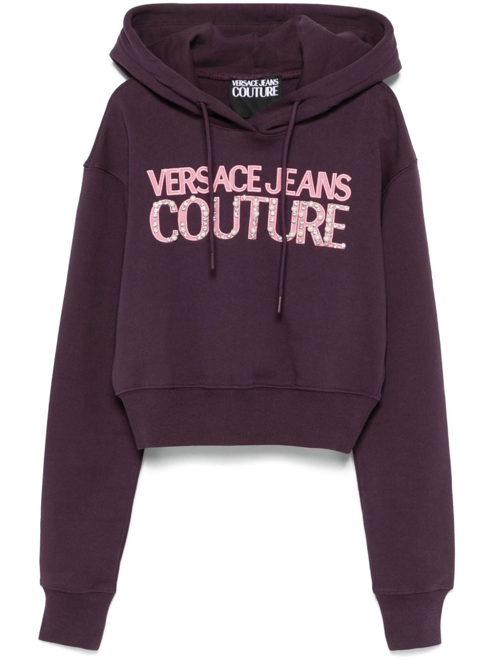 Versace Jeans Couture Cropped-Hoodie mit Logo-Stickerei - Violett