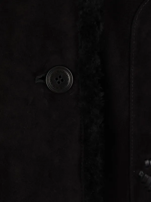 Ermanno Scervino Embroidered Shearling Coat | Black | FARFETCH
