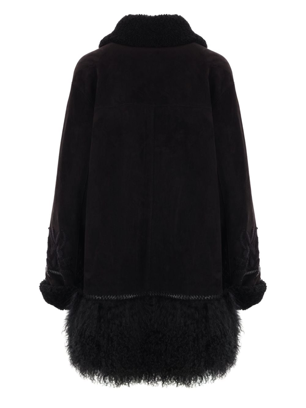 Ermanno Scervino embroidered shearling coat - BLACK