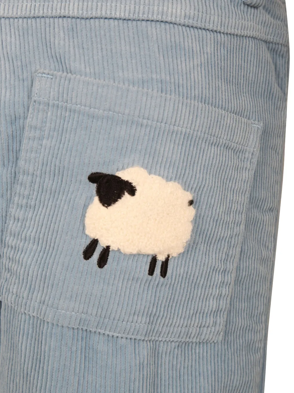 Stella Mccartney Embroidered-sheep Corduroy Trousers In Blue