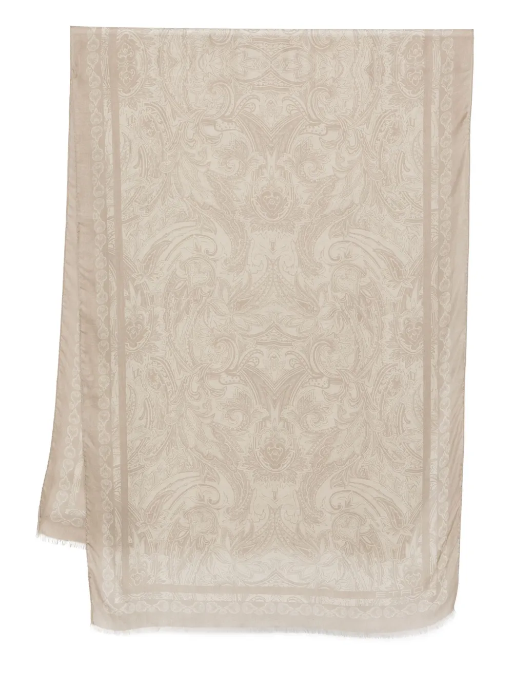 Etro Paisley-jacquard Scarf In Neutrals