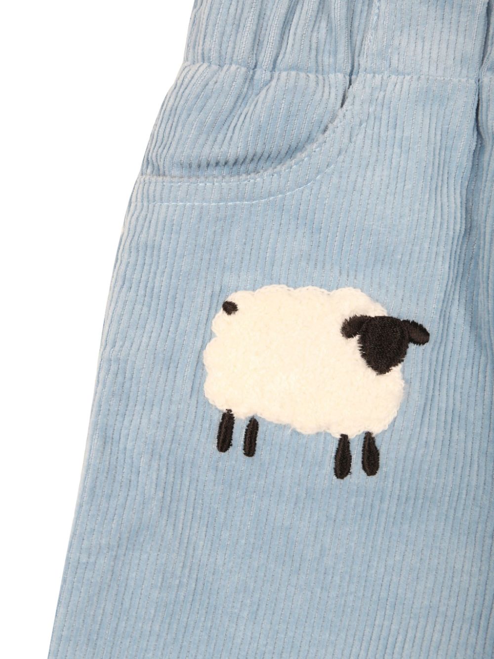 Stella McCartney Kids Ribfluwelen broek met borduurwerk Blauw