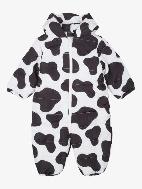 Stella McCartney Kids cow-print hooded snowsuit